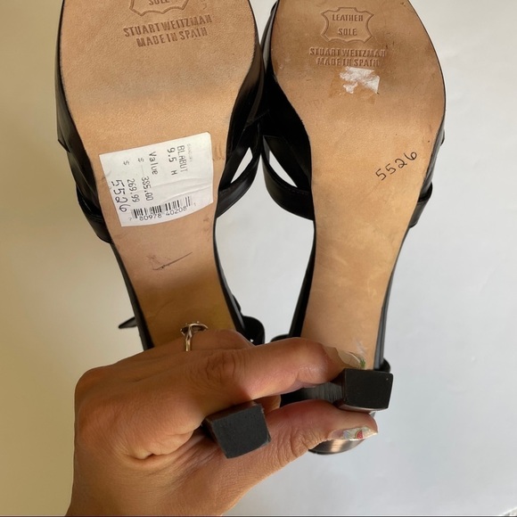 Stuart Weitzman Black Strap Platform High Heels - Picture 11 of 13